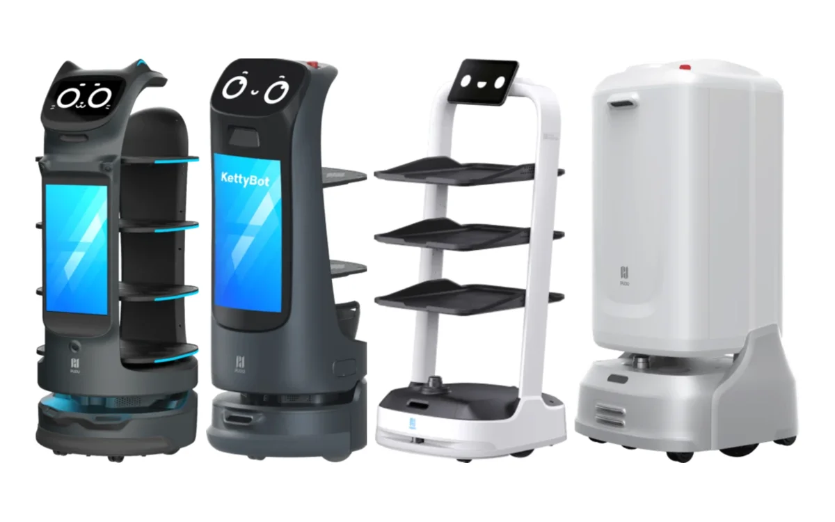 Robots de reparto Pudu: BellaBot Pro, KettyBot Pro, PuduBot 2 y FlashBot Max